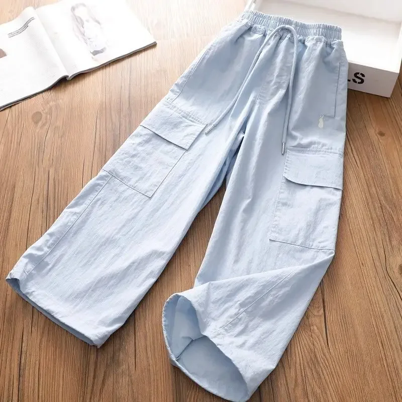 Girls' Summer Lightweight Cargo Pants with UV Protection Mosquito Resistant for Kids Casual Straight Leg Outdoor Wear