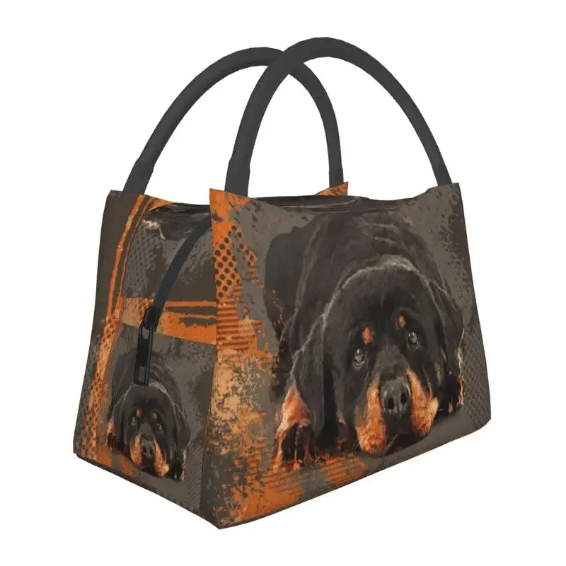 Cute Rottweiler Dog Insulated Lunch Bags for Work Office Animal Resuable Cooler Thermal Bento Box Women