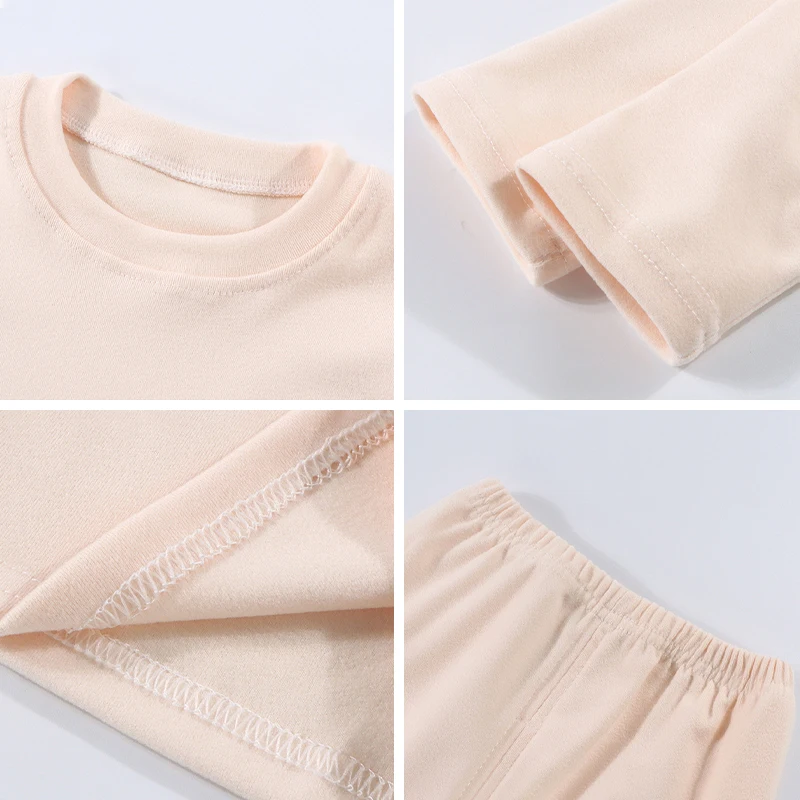 2-12 Jahre Herbst Winter Einfarbige Thermounterwäsche Set Mädchen Kleidungssets Jungen Pyjama Sets Warme Schlafbekleidung Kinderkleidung – Detail 7