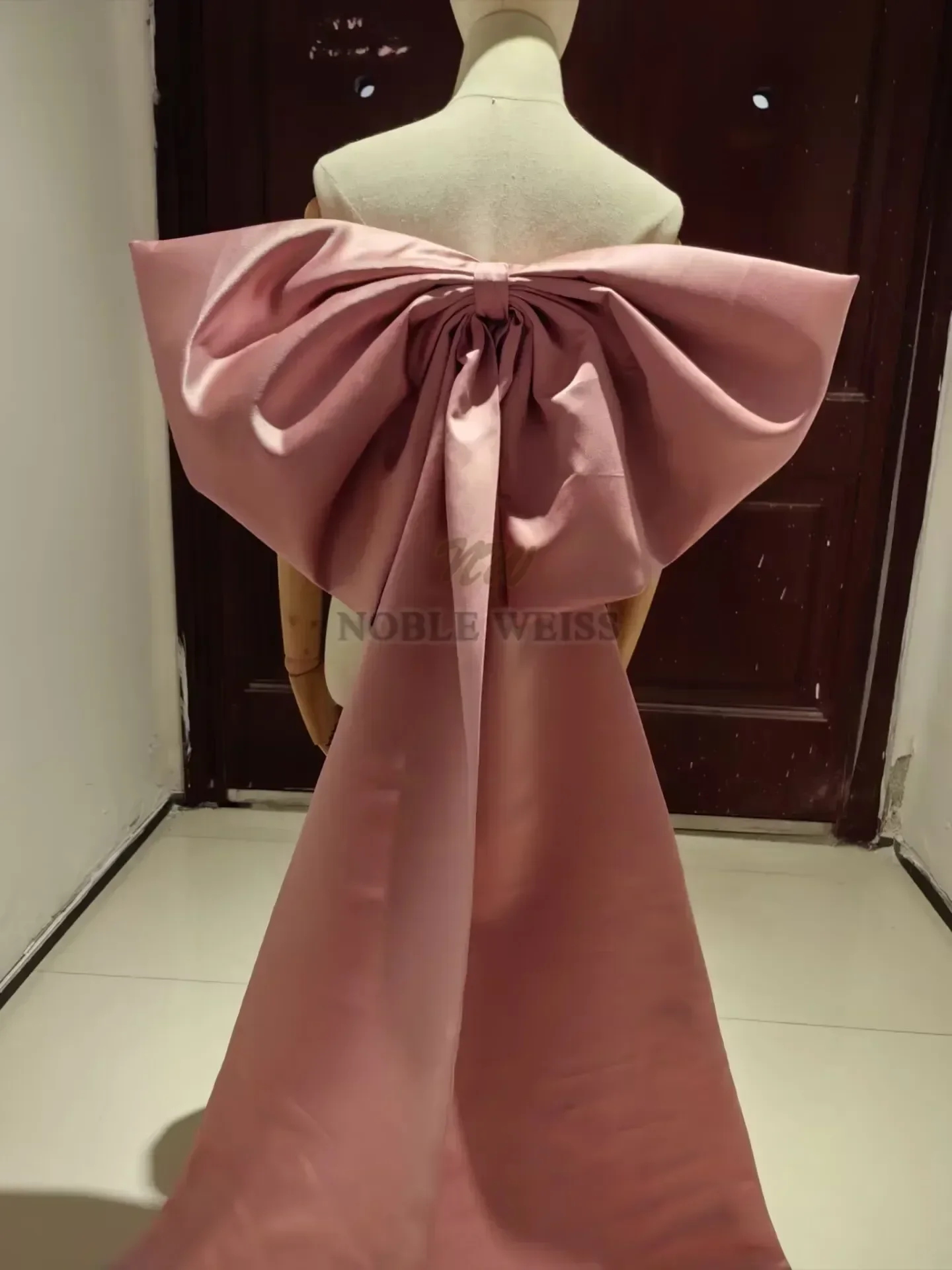 Vestido de casamento com laço grande de cetim separado, nós removíveis, vestidos de festa de baile, nós, arrasto longo, personalizado