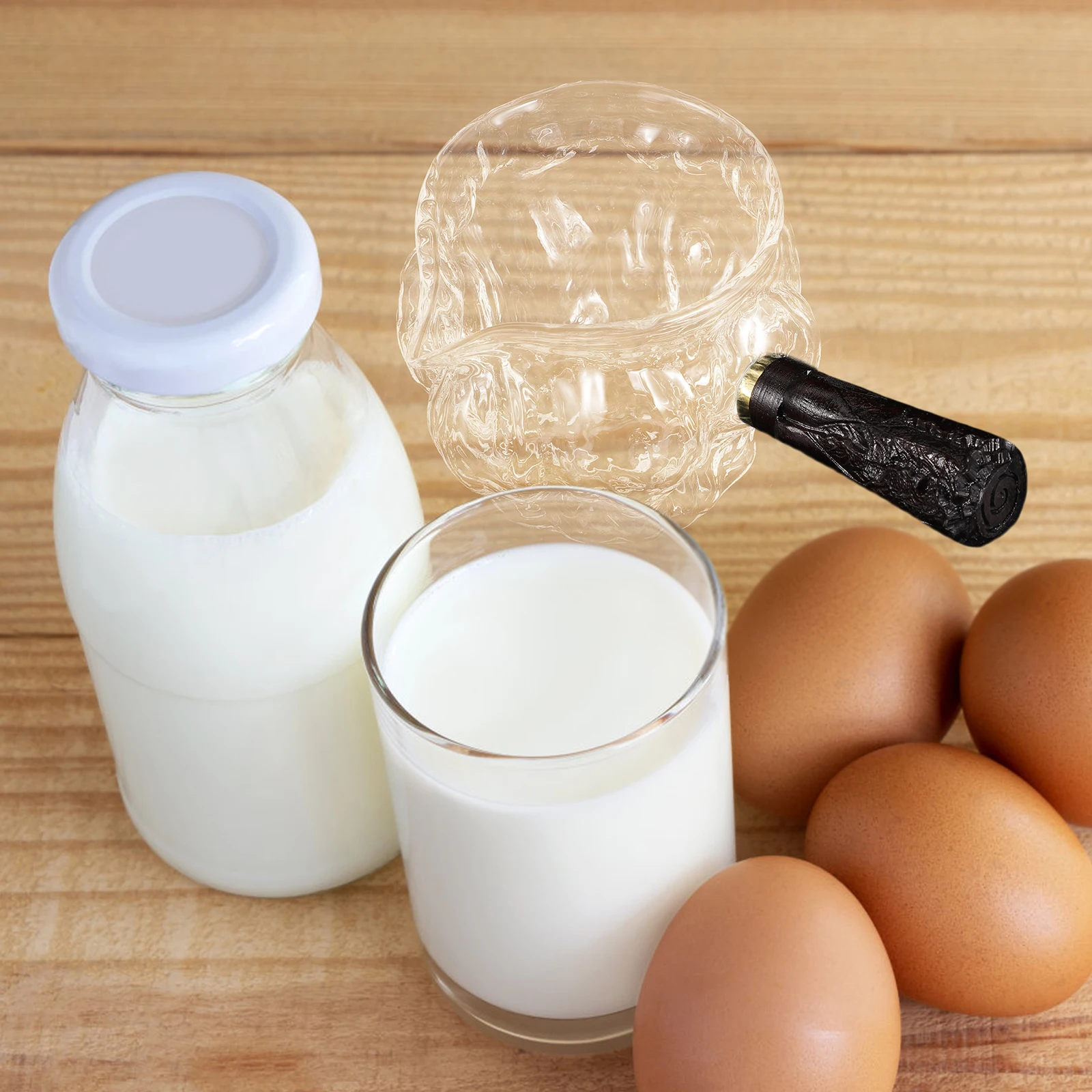 

Glass Milk Cup Creamer Pitcher Small Syrup Pourer Clear Wood Container Mini Kitchen Bar Tool Home Restaurant Hotel Use