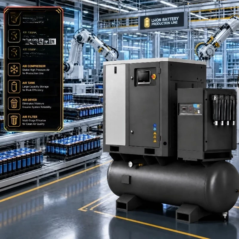 OEM 15Hp 11Kw Stationary Industrial All in One Screw Air Compressor With Air Dryer Tank Compresor De Tornillo 125psi
