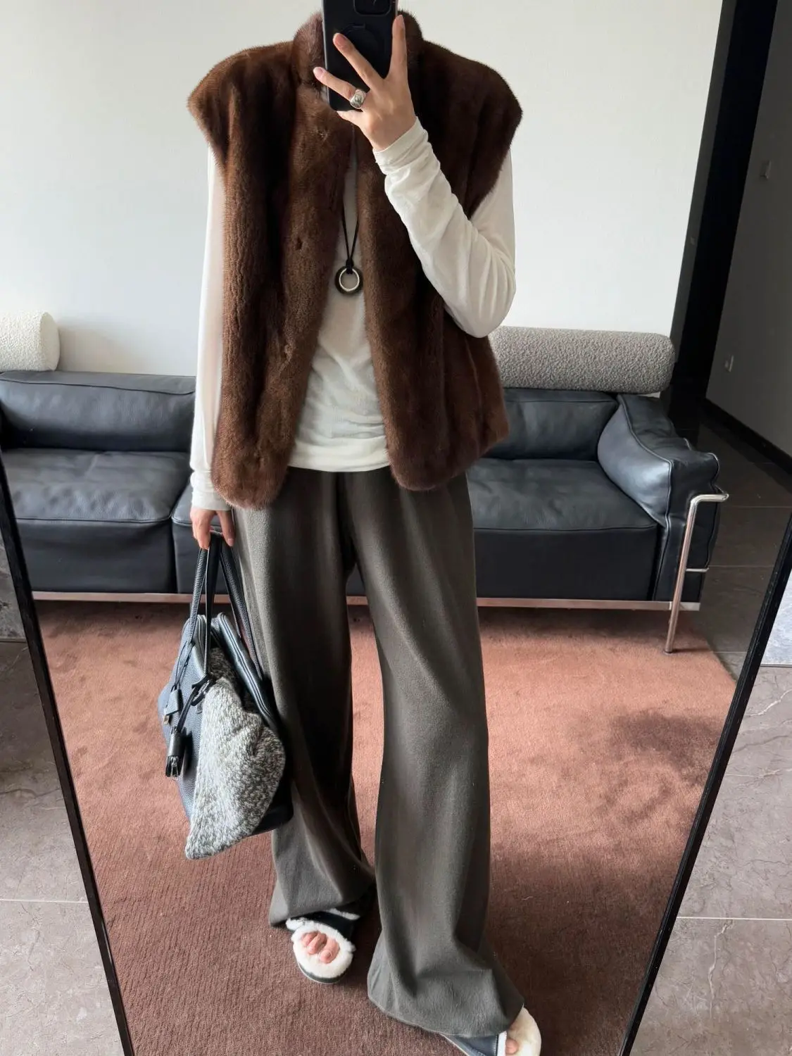 

Faux Fur Zipper Jacket Vests Womens Party Soft Vintage Unisex Silky Medium-Length Tender Sleeveless Modern Comfy Puffy Simple OL