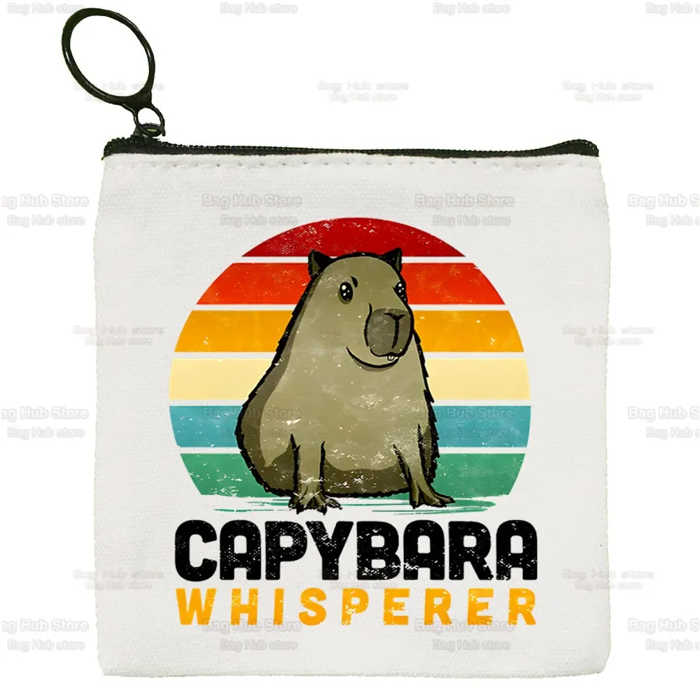 Capybara-محفظة النقود المعدنية من القماش بسيطة للسيدات ، حافظة مفاتيح كرتونية لطيفة ، حقيبة تخزين العملات المعدنية ، حيوان