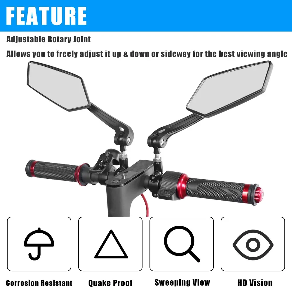 Universal Rear View Mirror Handlebar Adjustable Reflector Rearview Mirror for Xiaomi M365 1S PRO MI3 Electric Scooter Bicycle