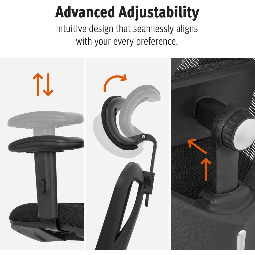 كرسي مكتب Duramont المريح - كرسي مكتب قابل للتعديل مع دعم قطني وعجلات دوارة - كراسي عالية الظهر مع نفس #5