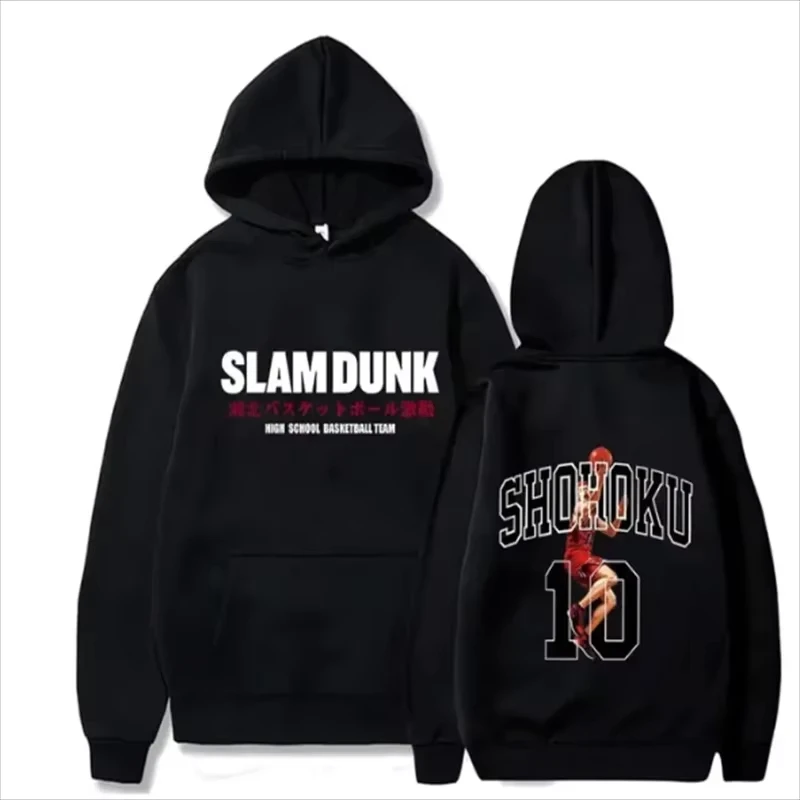 Anime Slam Dunk Hoodies de lã, pulôver casual com capuz, streetwear Hip Hop, moletons, Sakuragi Hanamichi Print Tops, outono