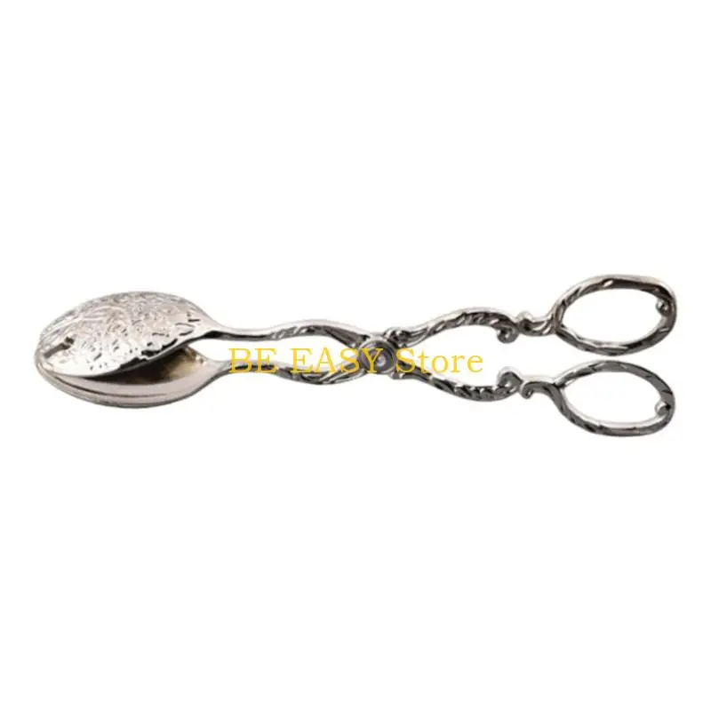 E28F Bread Service Clip Decorative Metal Scissor for Pastry Food Pickup with Bakery Tray Display and Daily Meal Use