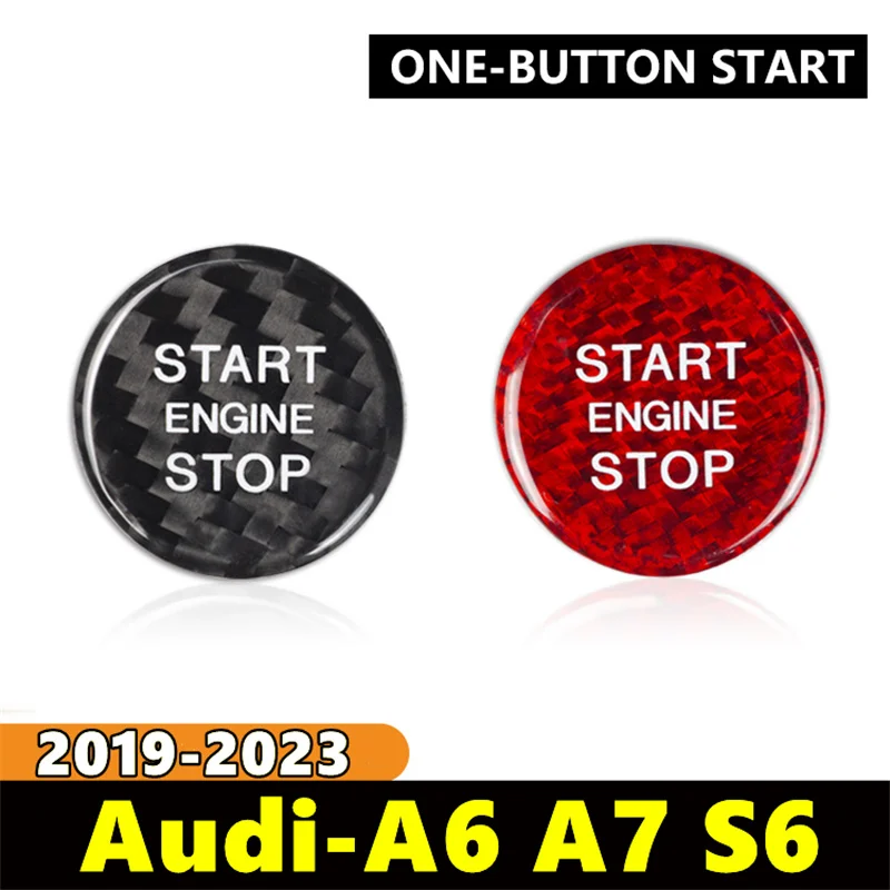 Car Engine Start Stop Button Cover Real Carbon Fiber Sticker For Audi A6 A7 S6 2019 2020 2021 2022 2023 