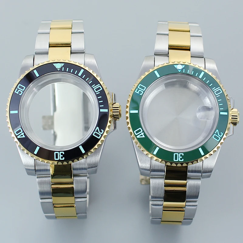 

Waterproof 40mm Men Watch Case Sapphire Glass for NH35 NH36 8215 2824 Movement For SUB C3 Ceramic Bezel Steel Case High Quality