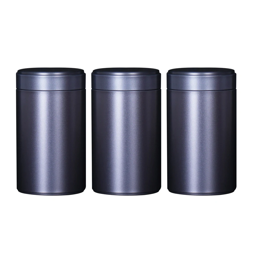 

3Pcs Metal Tinplate Sealed Storage Canister for Tea Coffee Sugar Candy Nuts Black 160 Size Tinplate Can Home Storage Can