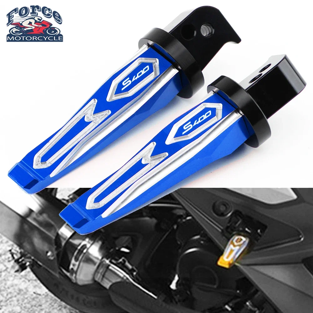 Logo S400 Motorcycle Accessories CNC Passenger Footrests Rear Foot Pegs For KYMCO XCITING S400 XCITINGS400 2017 2018 2019 2020