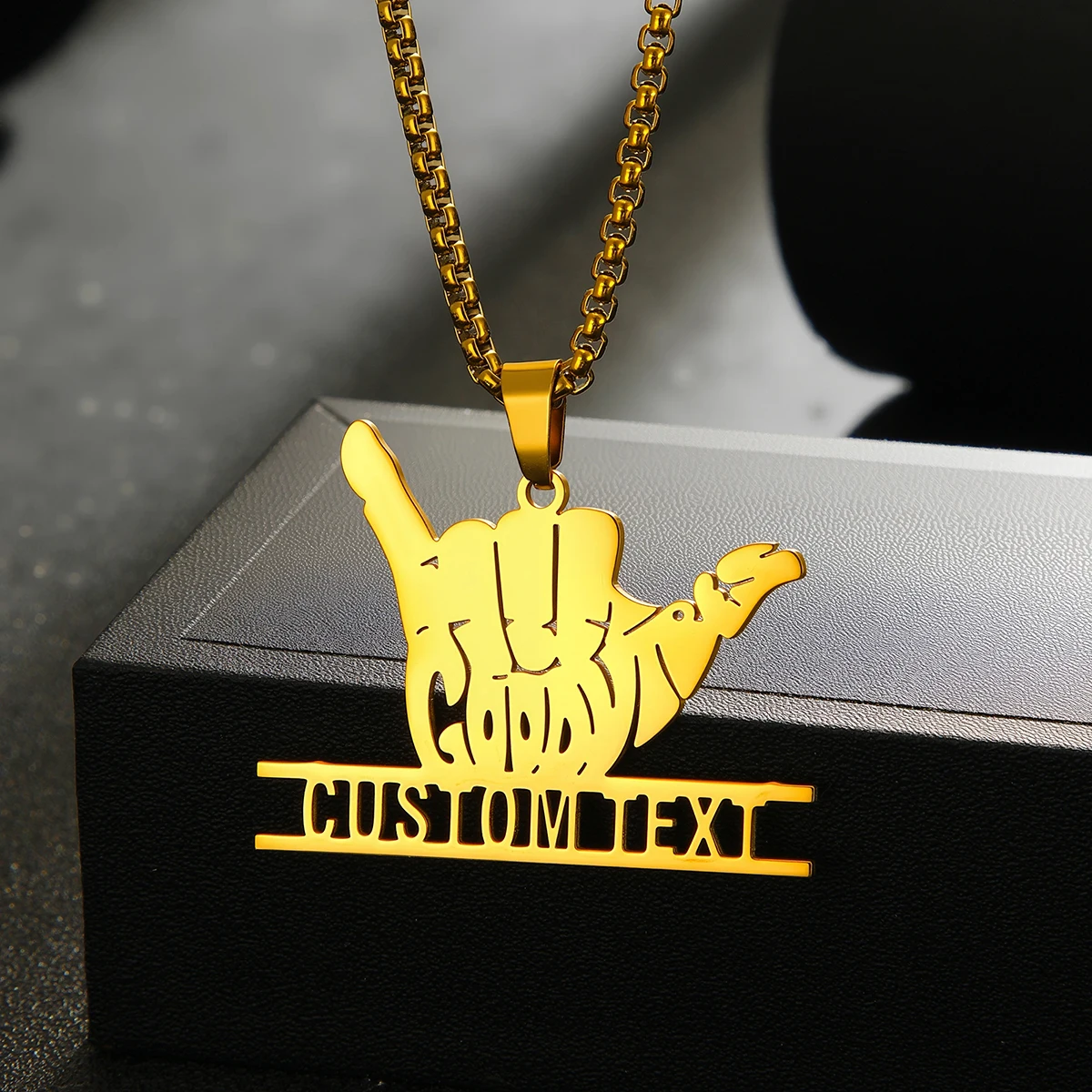 Customized Name Finger Good Necklace For Women Stainless Steel Jewelry Personalised Nameplate Pendant Necklace Christmas Gift