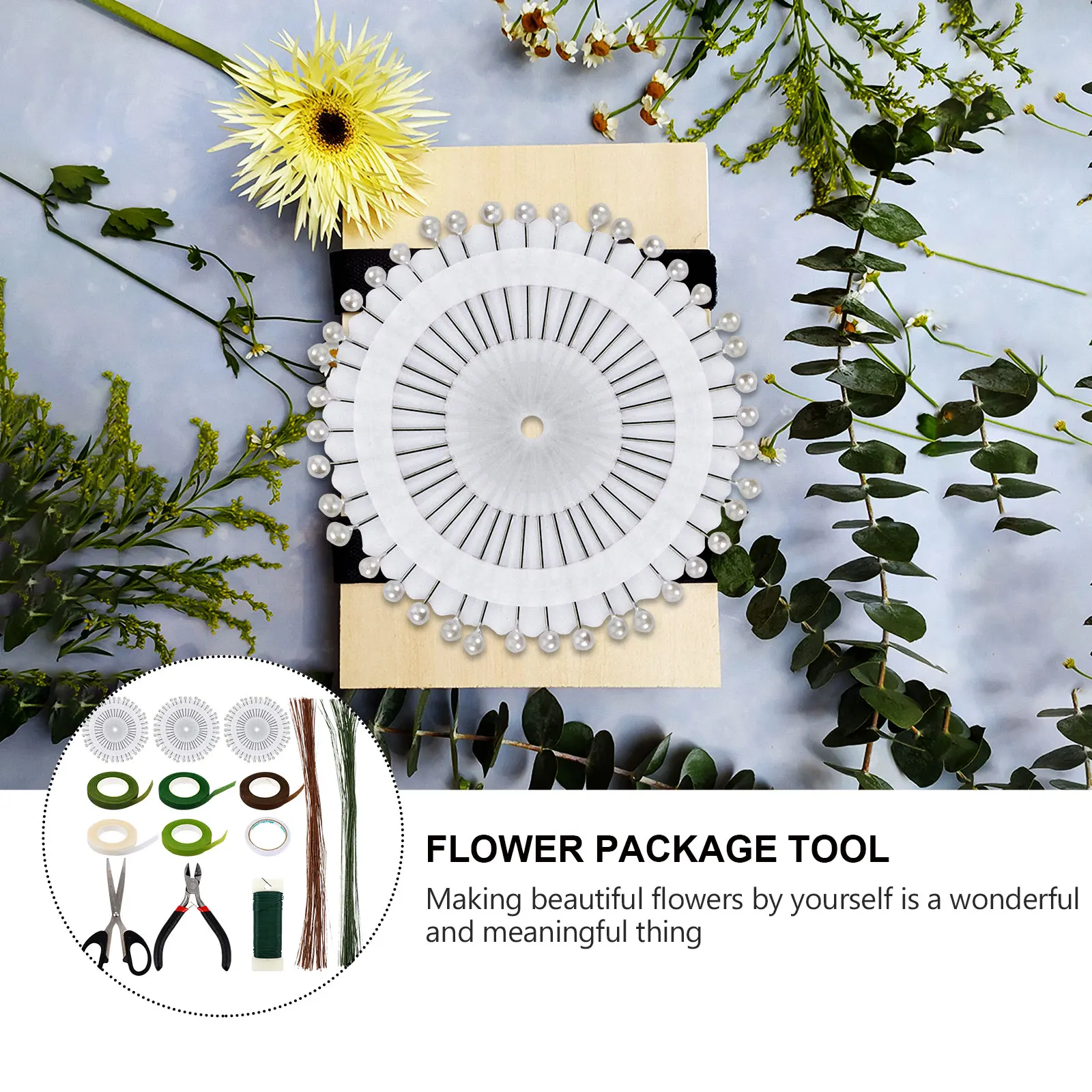 

Arrangements Supplies Floral Tape Set Double Sided Adhesive Flower Packaging Gadget Tool Galvanized Iron Wire