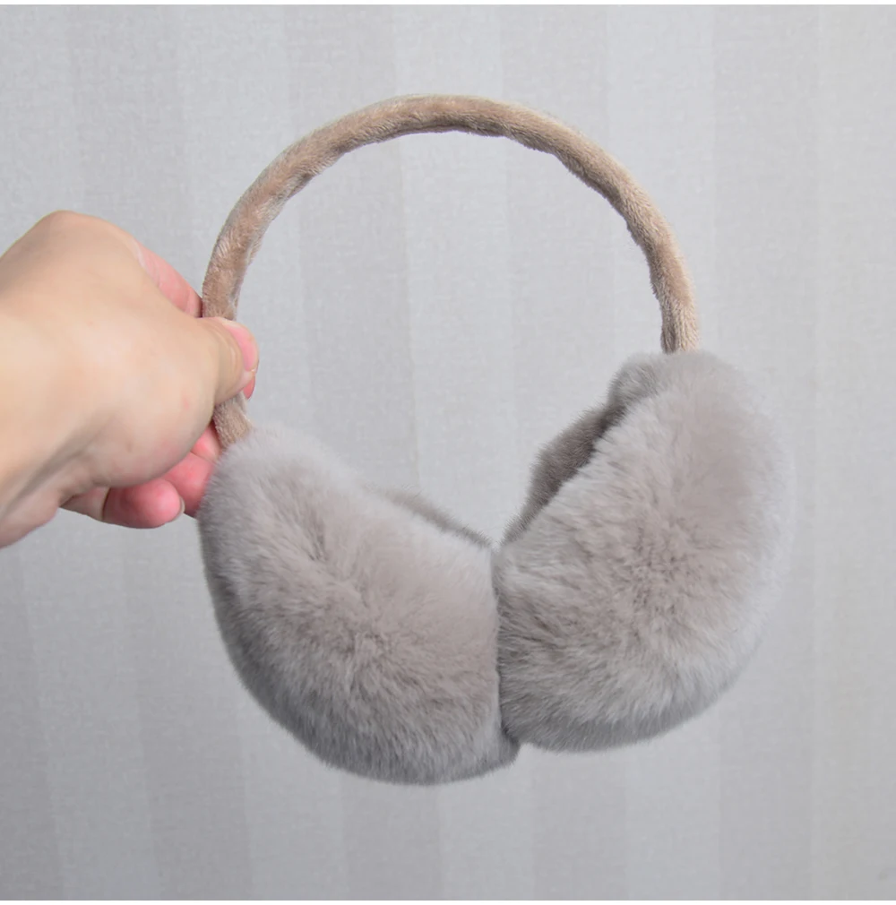Rex Rabbit Fur Hang Ear Cover Warm Winter Earmuffs Headwear Ear Muffs Fur Earmuffs Cold Ear Warmer Fold Ear Protection Headband