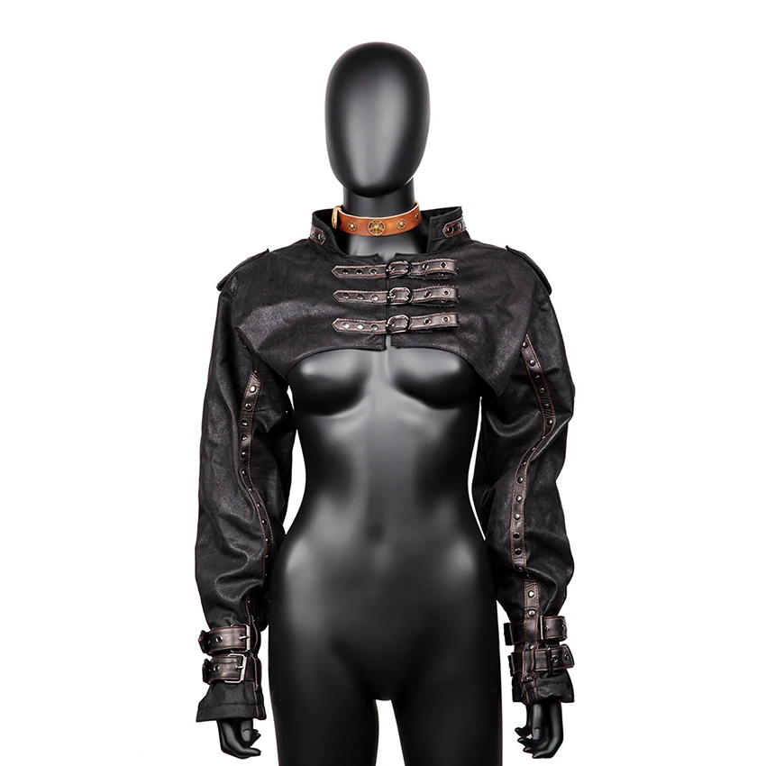 

,Medieval Leather Steampunk Cape Gothic Long Sleeve Top Blouse Halloween Costume Cosplay Anime Accessories Renaissance For Girls