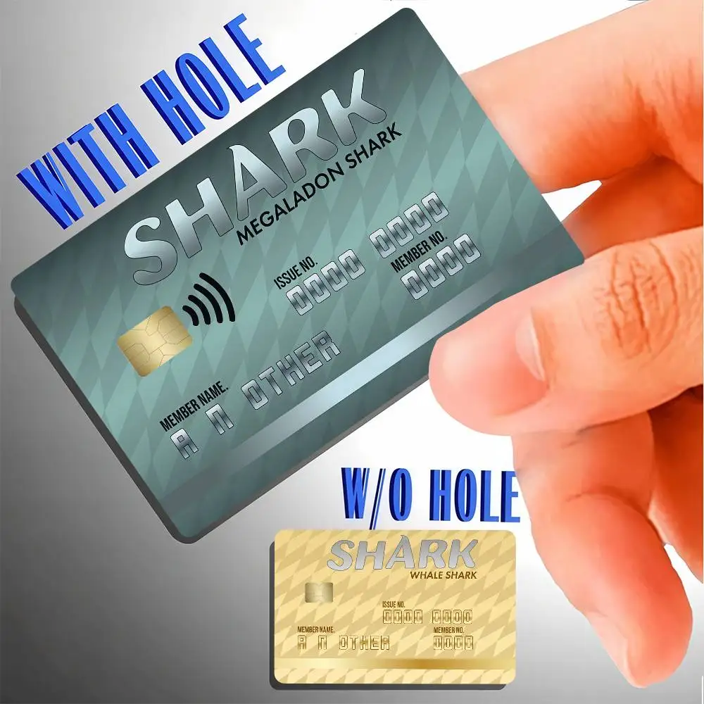 Megaladon Whale Shark Bank Credit Cards Bus Pass Stickers Cool Decoration Waterproof 4PCS Card