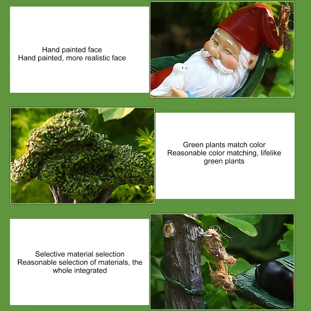 Outdoor Statues Resin Hammock Gnome Statue Hanging Dwarf Figurine Garden Gnome Figurine Green Gnome Home Decor Garden Outdoor