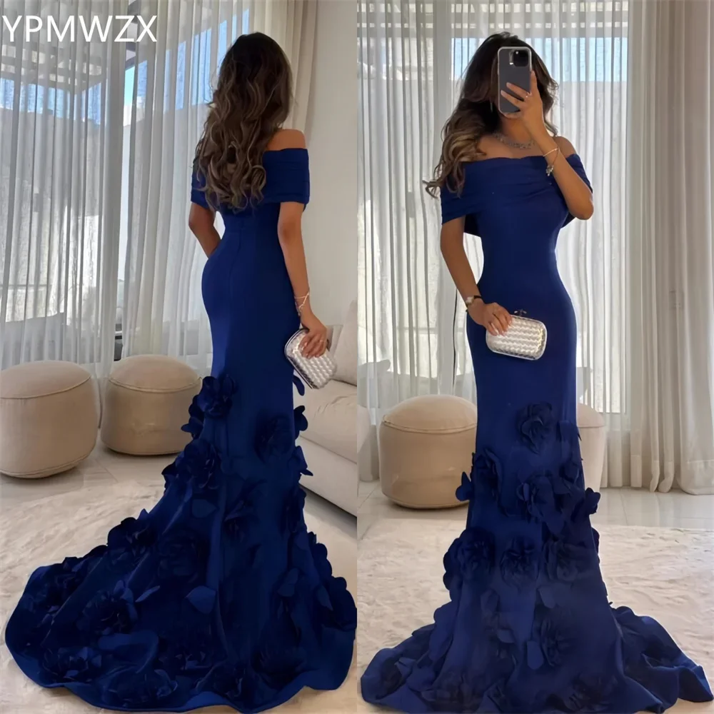 

Customized Evening Dress Formal Women YPMWZX Off-the-shoulder Mermaid Floor Length Skirts Applique 3D Flower Bespoke Occasion Dr