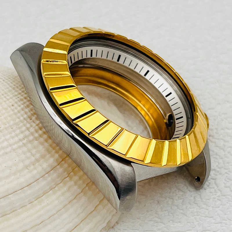 7S26 casing NH35 casing emas Seiko SKX007 penutup belakang transparan kaca safir cocok untuk NH35 NH36 4R 7S casing pergerakan pria Selam