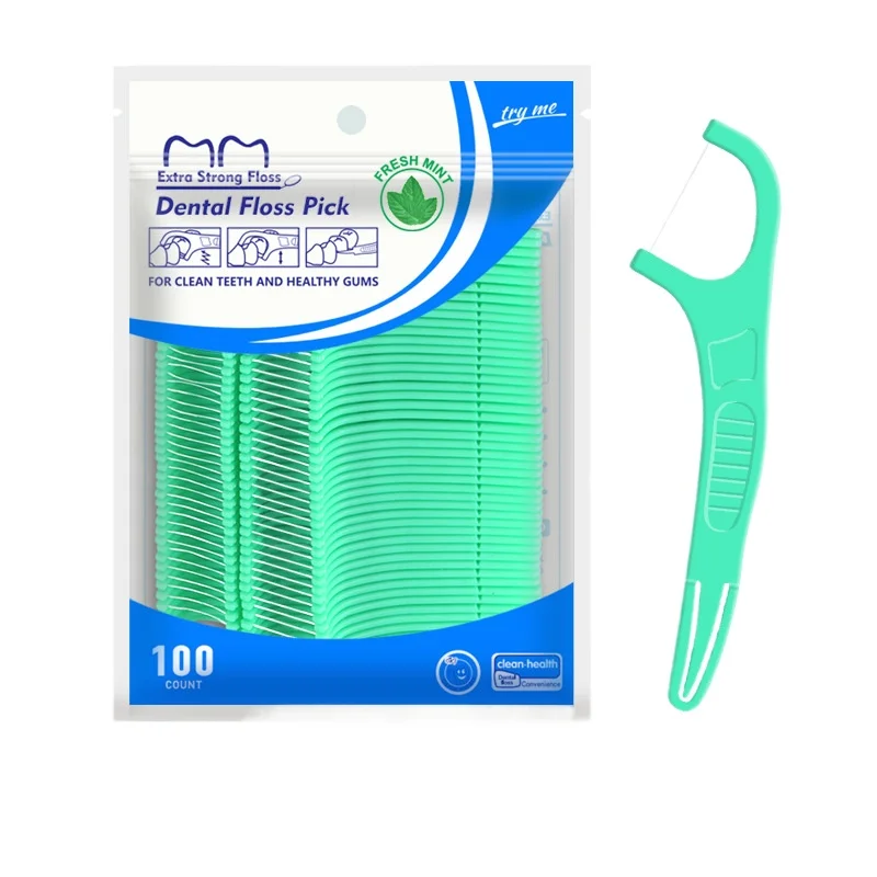 10×100pcs/bag Mint Flavor Dental Floss Safe Toothpick Stick Picks Plastic Toothpicks Ultrathin Peppermint Flavor Teeth Floss