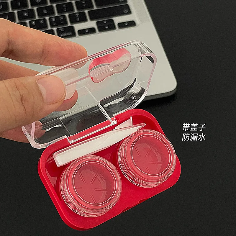 Kawaii  Cartoon Contact Lens Box Bow Square Contact Lens Companion Box Storage Box Decorative accessories Girl Gift