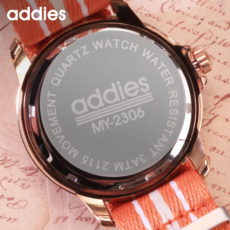 Addies New Fashion ساعة تناظرية للرجال رياضية خارجية 50 متر مقاومة للماء كوارتز ساعة مع حزام نايلون ساعات رجالية فاخرة