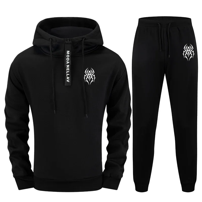 2025 Trendsetter طقم رياضي رجالي 2 قطعة الزي نصف أغطية رأس بسحاب و Sweatpants ملابس الشارع الحضرية خريف شتاء ملابس رياضية كاجوال