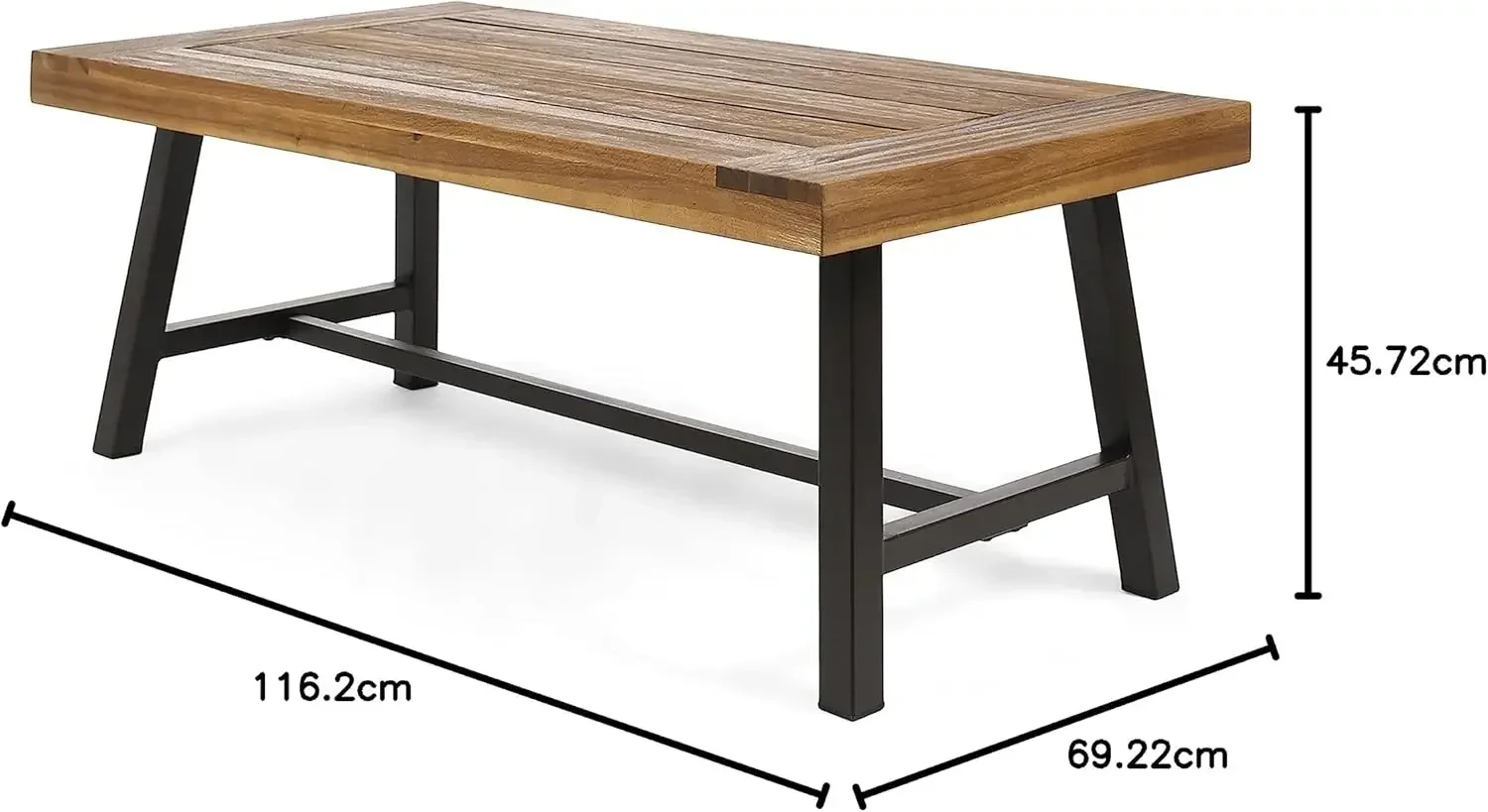 Carlisle-Table basse en bois d'acacia pour l'extérieur, SandCycl/ Rustic Metal