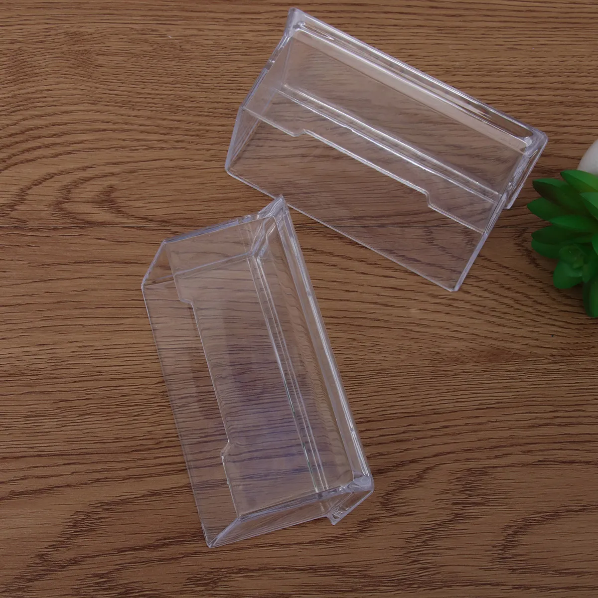 10Pcs Transparent Business Card Holder Desktop Organizer Plastic Stand Box Office Storage Display Case for Meetings Exhibitions