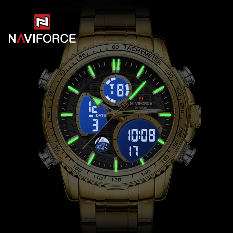 NAVIFROCE LCD Display Men Wristwatches Luminous Sport Man Watch Waterproof Military Quartz Male Clock Relogio Masculino 2023