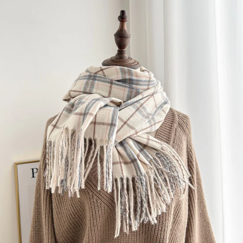 New Autumn Winter Plaid Women's Scarf Soft All-Matching Fashion Shawl Tassel Thickened Warm Large adult scarf 200*63 Hot sale