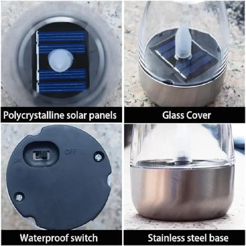 Bougies sans flamme à énergie solaire, veilleuse LED étanche pour l'extérieur, décoration de jardin, de fête de mariage, lampe d'ambiance de vacances