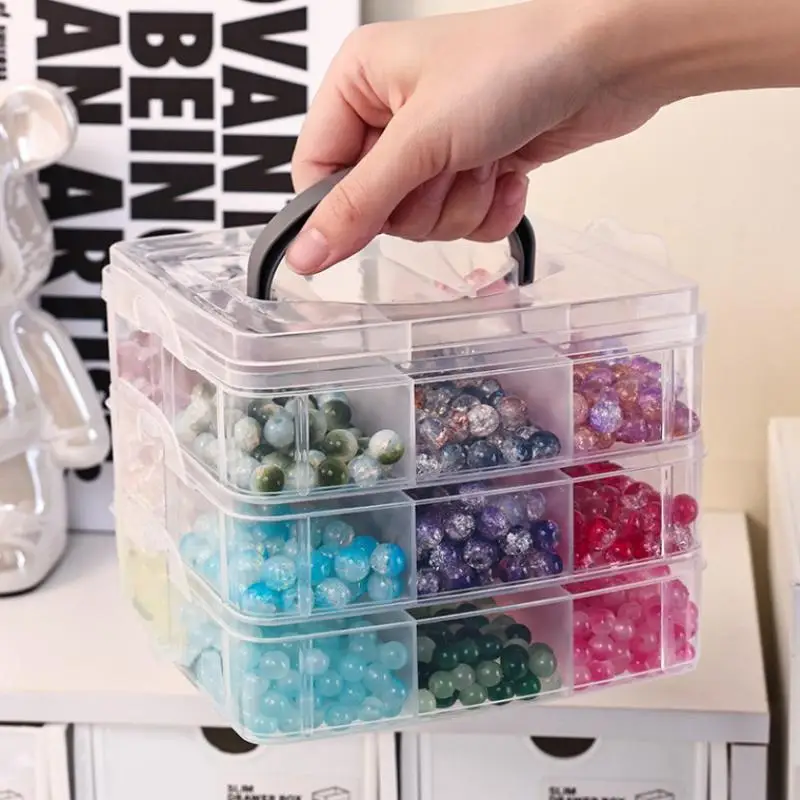 3 Tier 18-Grid Transparent Adjustable Stackable Compartment Slot Plastic Storage Box For Organizing Toys Jewelry Accessories