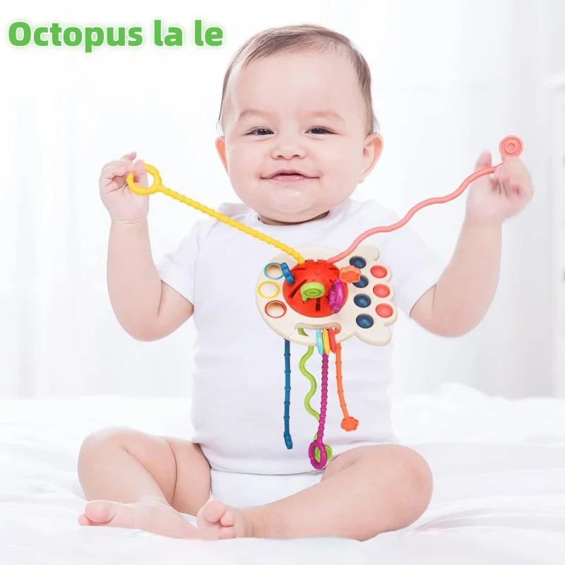 Baby Montessori Toys Pull String Sensory Toys Baby 2 12 Months Silicone Develop Teething Activity Toys for Kids Educational Toys image 2