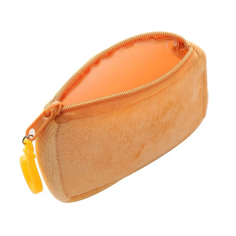 Zipper Plush Coin Purse Sweet Solid Color With Keychain Zipper Lipstick Bag Rectangle Simple Small Earphone Bag Outdoor