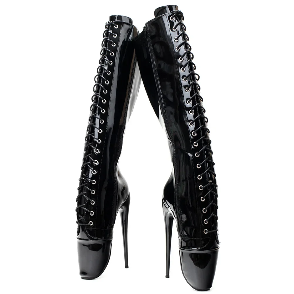 نمط جديد مثير الباليه عالية الكعب الوثن كوس 7 بوصة كعب الركبة أحذية للجنسين Size36-46