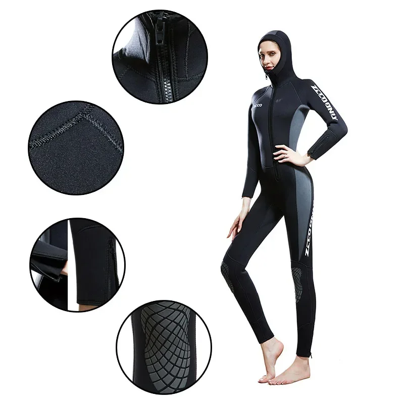 Muta da donna muta da sub in Neoprene da 5mm mute con cappuccio monopezzo cerniera frontale muta da surf da donna costume da bagno freddo invernale