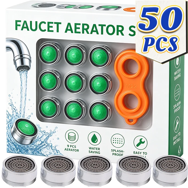 Faucet Aerator Set Insert Nozzle Thread Tap Replacement Water Saving Bubbler Filter Nozzle Kitchen Faucet Strainer with Wrench