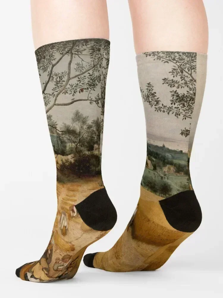 Pieter Bruegel the Elder. The Harvesters, 1565. Socks Crossfit cotton Non-slip with print Mens Socks Women's