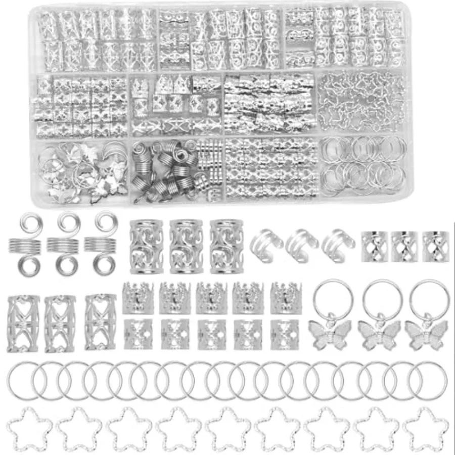 200 Pieces Adjustable Silver Hair Jewelry Accessories