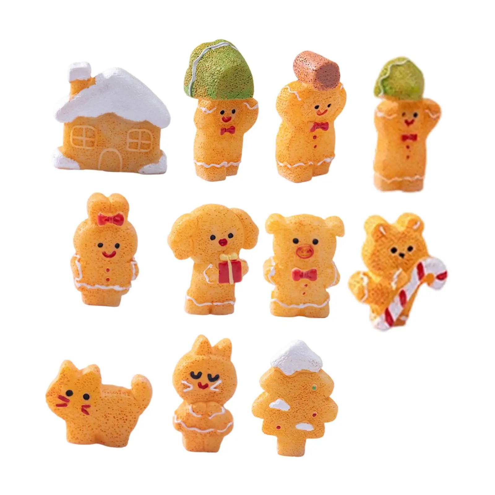 11Pcs Christmas Miniature Figurines Christmas Decor Gifts Decorative Mini Resin Figurines for Party Supplies Office Festival