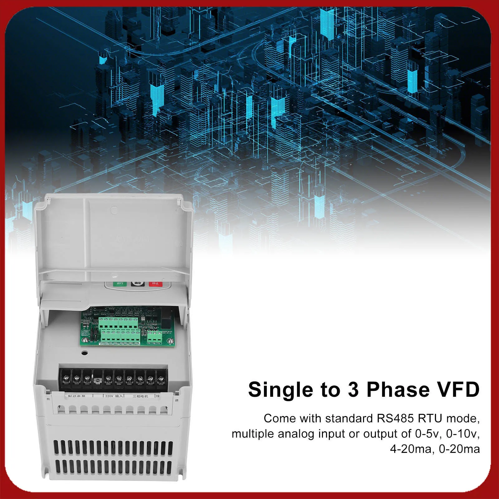 

Motor Speed Controller Variable Frequency Drive VFD Single to 3 Phase 220V to 380V Governor 4KW 6HP AC 20A Power Tools