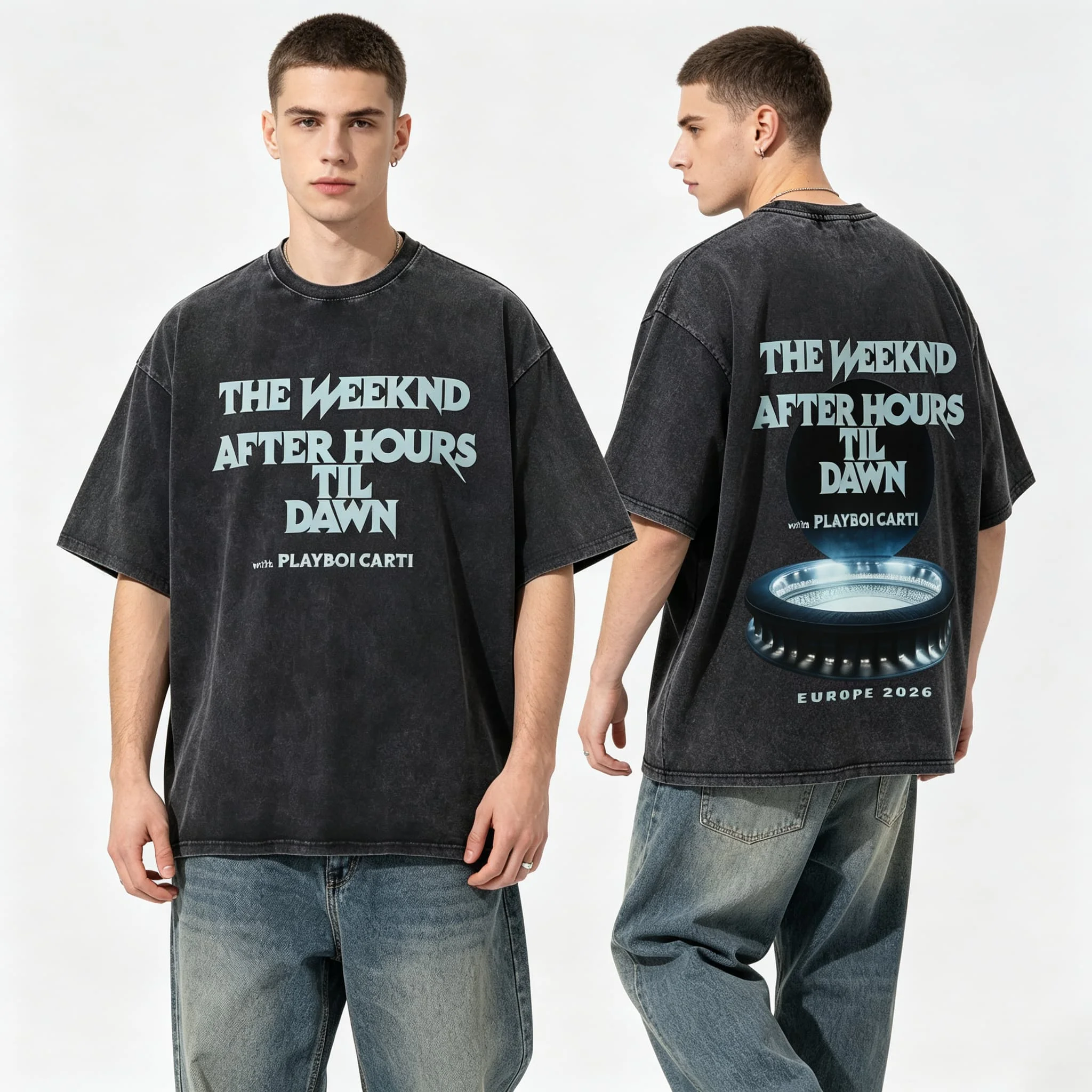 Vintage The Weeknd After Hours Til Dawn Casual Oversize Women's Tshirt Unisex Tee Top Men's Cotton Short Sleeve Washed T Shirt