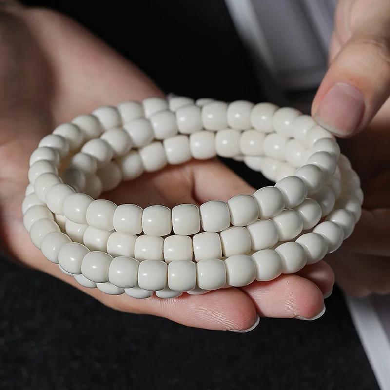 

Hainan Old Materials Small White Jade Bodhi 108 Pieces Buddha Scattered Beads Long Strip Men and Women Crafts Hand Toy Ros