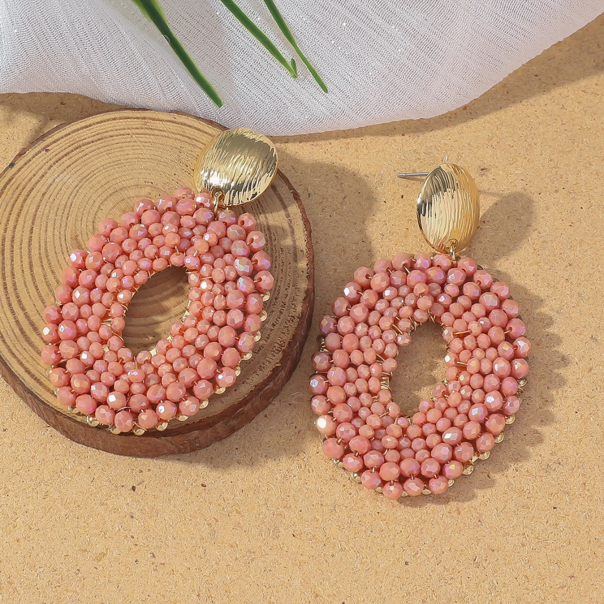Bohemian Vintage Oval Kristall Perlen Tropfen Ohrringe für Frauen Handgemachte Mehrfarbige Große Aussage Ohrring Sommer Party Schmuck Geschenk