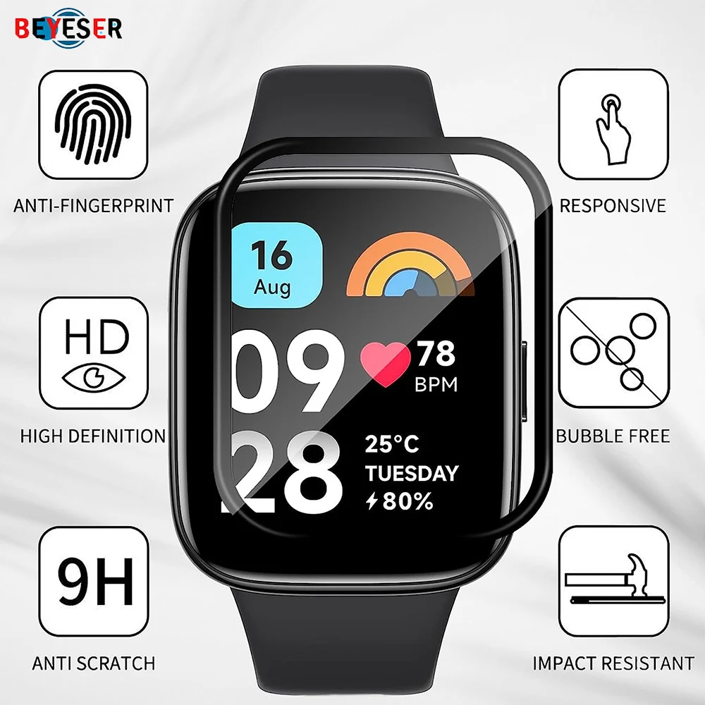 

Watch Screen Protective Film For Redmi Watch3 Active Anti-fall Scratch 3D Curved Composite Film Smart Watch Replace Protect Film