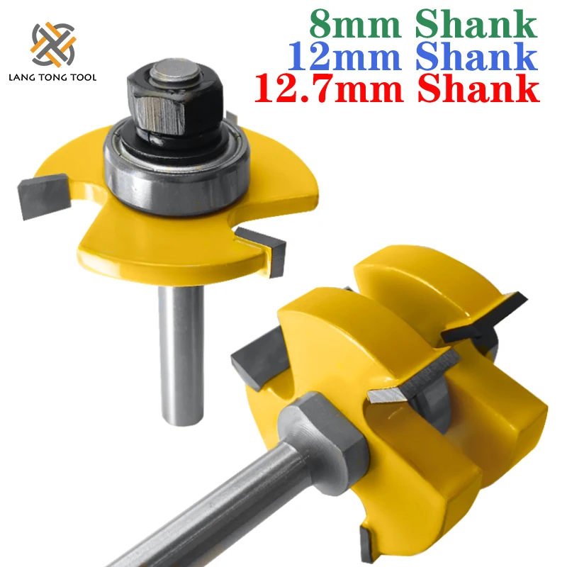 8mm/12mm/12.7mm Shank Tongue Groove Joint Router Bits T Slot Assemble Milling Cutter for Wood Woodworking Cutting Tools LT007