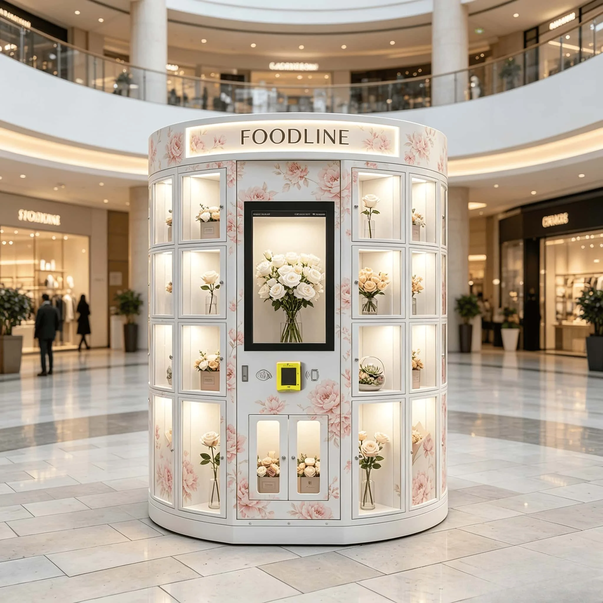 FOODLINE Outdoor Garden Flower Vending Machine Energy Efficient Cooling Multi Payment Intelligent Bouquet Storage Locker