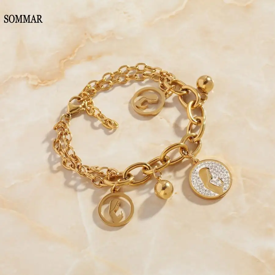 SOMMAR New Beautiful Fashion Gold color female bracelet for men Goddess pendant bracelet one orientation Costume Jewellery